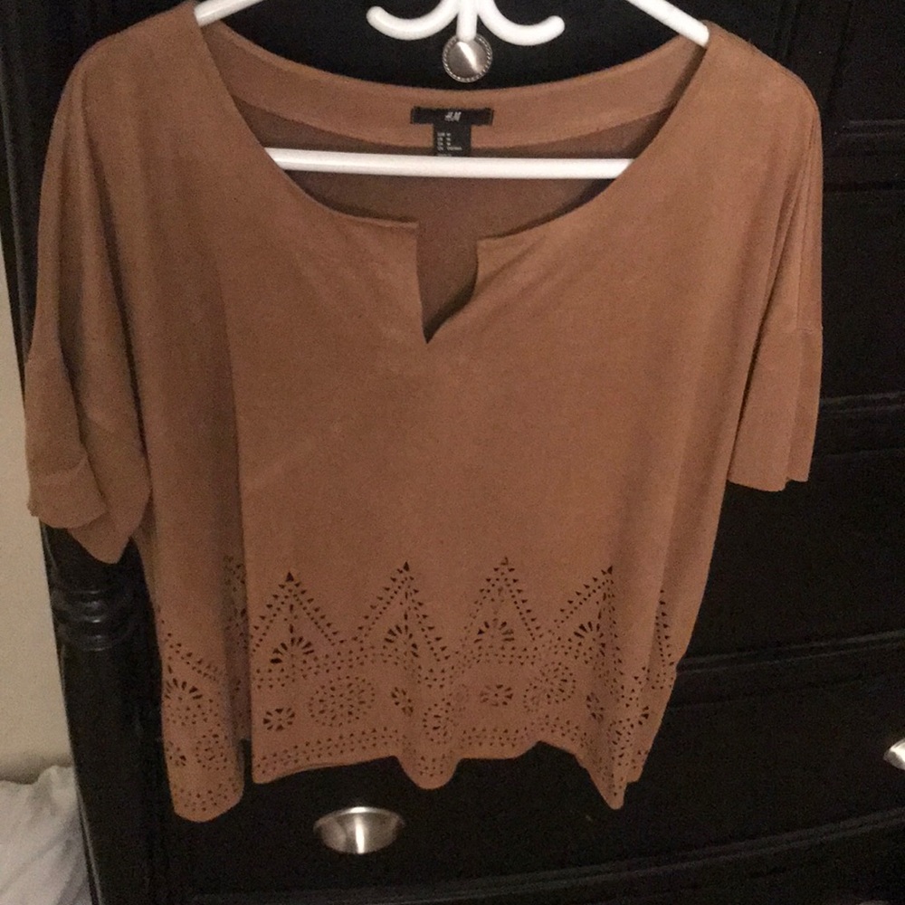 Faux Suède long crop top, cutouts